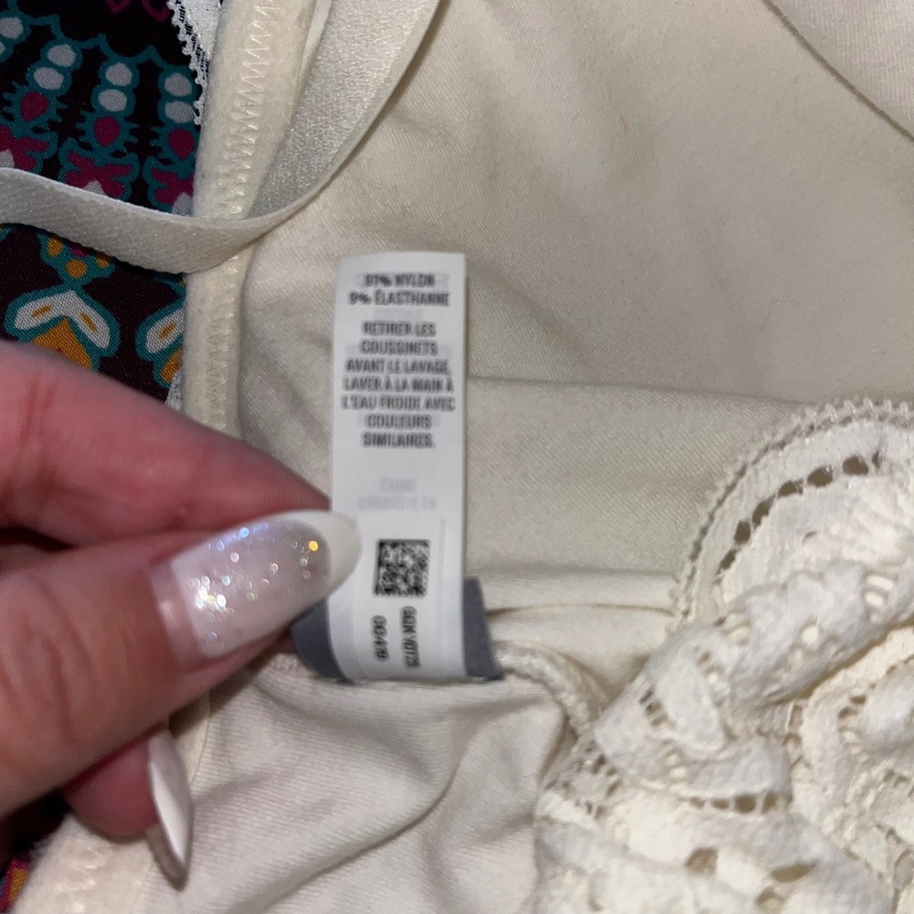NWOT Aerie Lace Trim Bralette White Full Coverage Comfort Lounge Bra Size XXL - Picture 5 of 5